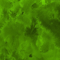 Green ink and watercolor textures on white paper background. Paint leaks and ombre effects. Hand painted abstract image.