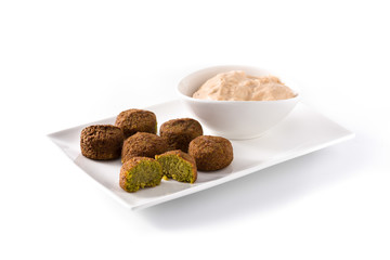 Falafel on a plate isolated on white background