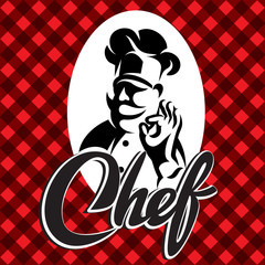 Vector template with cook and calligraphic lettering