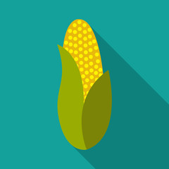 Corn icon on blue background.