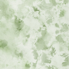 Green ink and watercolor textures on white paper background. Paint leaks and ombre effects. Hand painted abstract image.