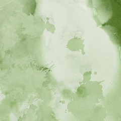 Green ink and watercolor textures on white paper background. Paint leaks and ombre effects. Hand painted abstract image. © artistmef