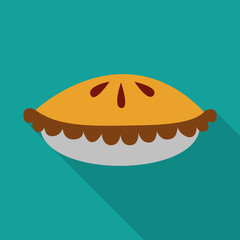 pie icon with long shadow, flat design