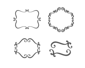 Vector vintage set of border frames engraving with retro ornament in antique rococo style decorative design