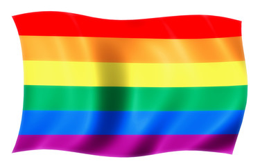 Rainbow flag of lgbt freedom. Isolated on white background