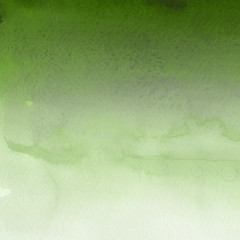 Green ink and watercolor textures on white paper background. Paint leaks and ombre effects. Hand painted abstract image.