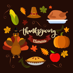 Fototapeta premium Hand drawn doodle thanksgiving and Autumn icons set. Fall symbols collection.