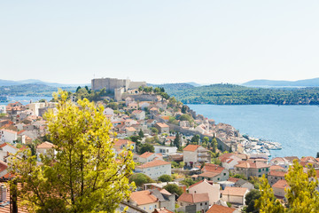 Obraz premium Sibenik, Croatia - Aerial view upon the old town of Sibenik