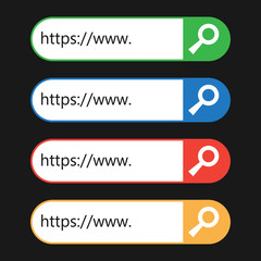 Obraz premium Colored set of search bars, template for internet searching. Web search field.