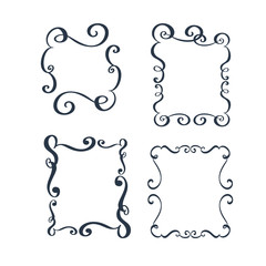 Vector vintage border frame engraving with retro ornament pattern in antique rococo style decorative design