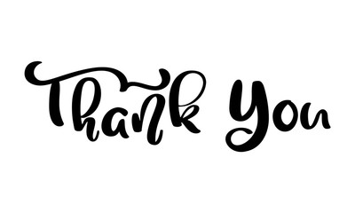Thank you hand drawn calligraphic lettering text. Handwritten vector illustration for greeting card, print on mug, tag