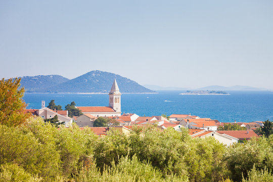 Pakostane, Zadar, Croatia - Steeple of Pakostane at the coastline of Zadar