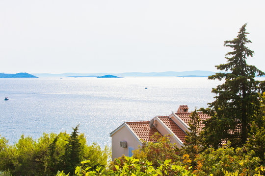 Drage, Zadar, Croatia - Beautiful backlight at the coastline of Drage