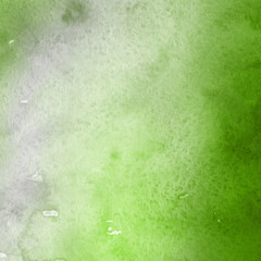 Green ink and watercolor textures on white paper background. Paint leaks and ombre effects. Hand painted abstract image.
