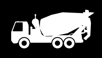 Silhouette of a concrete mixer.