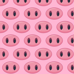 Vector illustration, pattern with cute pigs noses.