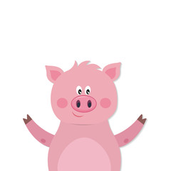 Obraz na płótnie Canvas Vector illustration of cute pig cartoon isolated on white background.