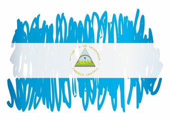 Flag of Nicaragua, Republic of Nicaragua. Template for award design, an official document with the flag of Nicaragua and other uses. Bright, colorful vector illustration.