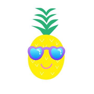 Summer cartoon pineapple vector illustration