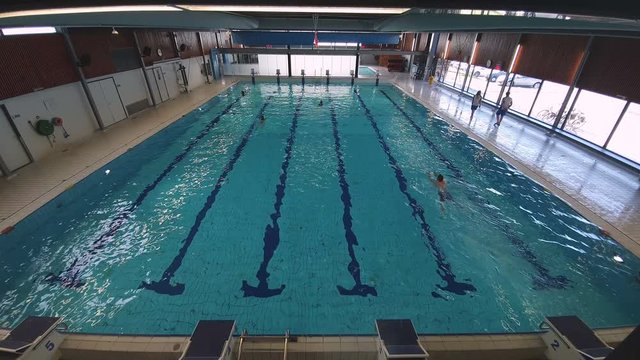 Large indoor pool. People are free to swim in the pool