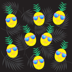 Obraz na płótnie Canvas Summer cartoon pineapple vector illustration