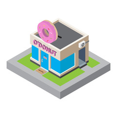 Isometric Donut Shop Store Building 3D Vector - Isometric Map Resources