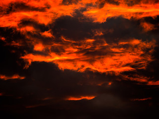 Patterned Golden Yellow Mixed with Red Scary Clouds