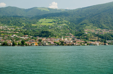 Fototapeta na wymiar Sulzano, view from Iseo lake, Italy