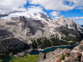 Nice view on lago di Fedaia, Italy