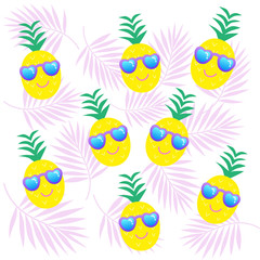 Summer cartoon pineapple vector illustration