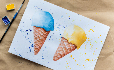 Set of hand drawn ice cream pictures