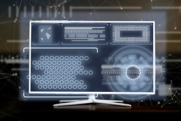 futuristic tv interface,virtual holorgaphic display, information  b