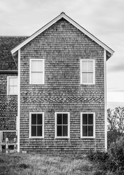 Black and white photograph of a beautiful house in New England USA