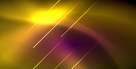 Neon glowing lines, magic energy space light concept, abstract background wallpaper design