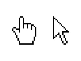Cursor icons hand arrow pixel vector illustration