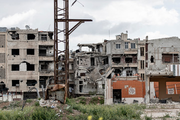 Fototapeta na wymiar la ville Alep en syrie après sa destruction