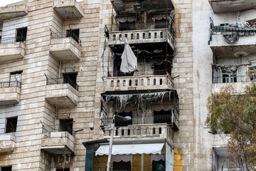 Fototapeta na wymiar la ville Alep en syrie après sa destruction