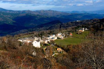 Small village of Pompidou on the Corniche Cevennes in the heart of Lozere