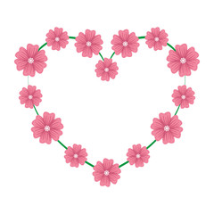 Naklejka na ściany i meble beautiful flowers with heart shape