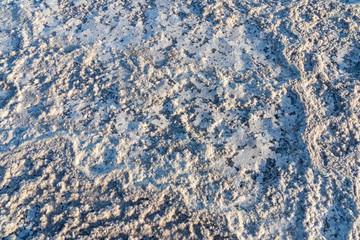 Close up of salt of the salt plains of Asale Lake in the Danakil Depression in Ethiopia, Africa