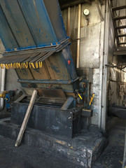 Fototapeta na wymiar old, destroyed coal-fired boiler