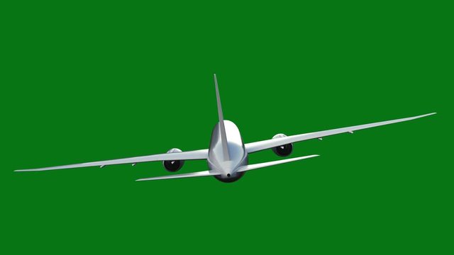 Airplane flying on green background.