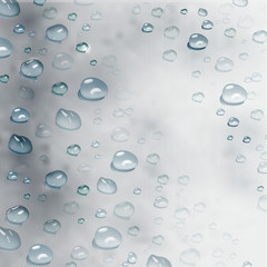 vector realistic water drops. modern realistic background of water drops on grey background. design for cover design, wrapping paper, flyer, poster.