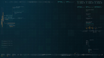 Advance motion graphic futuristic user interface head up display screen with Holographic electromagnetic machine with gravitational fields energy particles wave and digital data telemetry information 