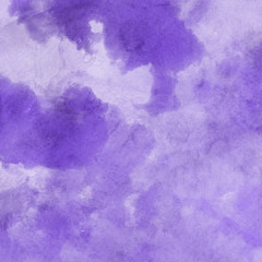 Violet ink and watercolor textures on white paper background. Paint leaks and ombre effects. Hand painted abstract image.
