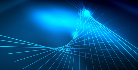 Color neon lights with waves abstract background