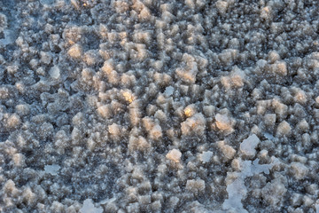 Close up of salt of the salt plains of Asale Lake in the Danakil Depression in Ethiopia, Africa