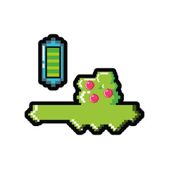 video game pixelated bush with battery