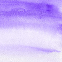Violet ink and watercolor textures on white paper background. Paint leaks and ombre effects. Hand painted abstract image.