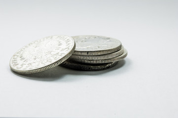 old polish silver coins isolated on white background